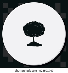 Mushroom cloud, nuclear explosion, silhouette. Flat icon.