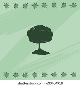 Mushroom cloud, nuclear explosion, silhouette. Flat icon.