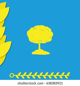 Mushroom cloud, nuclear explosion, silhouette. Flat icon.