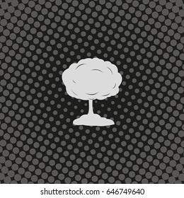 Mushroom cloud, nuclear explosion, silhouette. Flat icon.