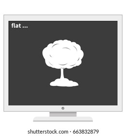 Mushroom cloud, nuclear explosion, silhouette. Flat icon.