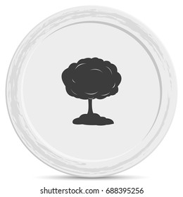 Mushroom cloud, nuclear explosion, silhouette. Flat icon.