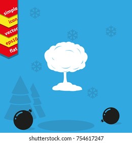 Mushroom cloud, nuclear explosion, silhouette. Flat icon.