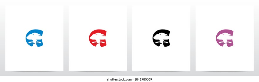 Mushroom Cloud On Letter Logo Design C