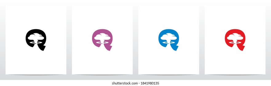 Diseño de logotipo para nube de hongos en letras Q
