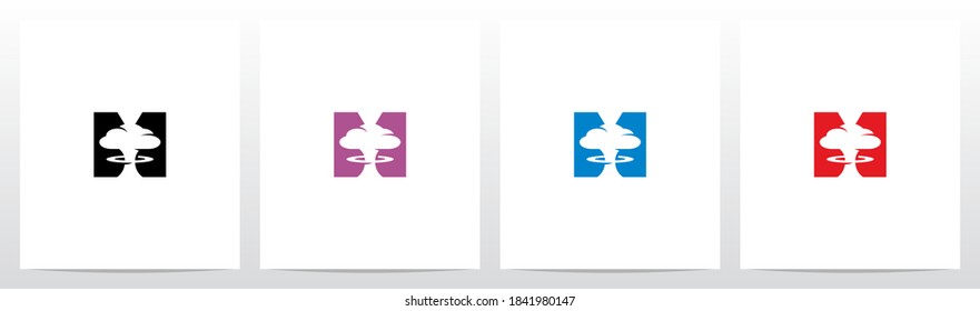 Mushroom Cloud On Letter Logo Design M