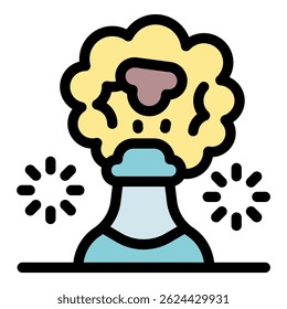 Nube de hongo que se eleva de la explosión nuclear con símbolos de carga, que representa los efectos devastadores y en curso de la guerra nuclear