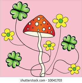 mushroom and clover background