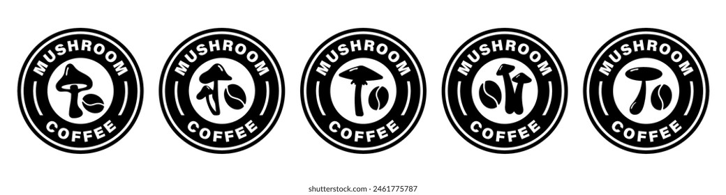 Mushroom Coffee - vector signs for product packaging label.