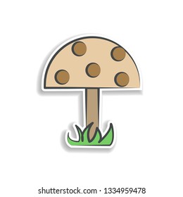 Mushroom colored hand drawn icon. Element of autumn icon for mobile concept and web apps. Hand drawn colored Mushroom can be used for web and mobile on white bakgorund