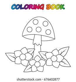  mushroom - coloring book. Game for kids.  Vector cartoon  illustration