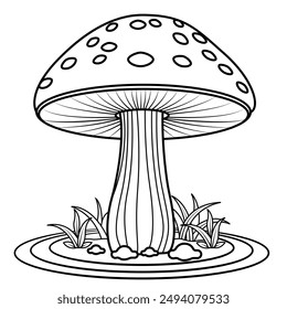 Mushroom coloring page for children or adults