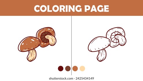 Mushroom coloring page for kids vector illustration