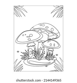 Mushroom Coloring Pages. Children Cute Mushrooms