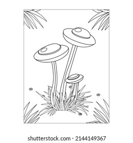 Mushroom Coloring Pages. Children Cute Mushrooms