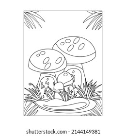 Mushroom Coloring Pages. Children Cute Mushrooms