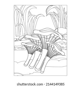 Mushroom Coloring Pages. Children Cute Mushrooms