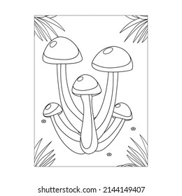 Mushroom Coloring Pages. Children Cute Mushrooms
