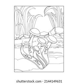 Mushroom Coloring Pages. Children Cute Mushrooms