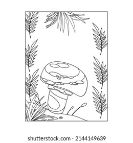 Mushroom Coloring Pages. Children Cute Mushrooms