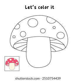 Mushroom coloring pages for kids. Trace and color mushroom. Coloring page outline of mushroom. Mushroom tracing worksheet. Kindergarten and preschool activity.