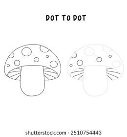 Mushroom coloring pages for kids. Trace and color mushroom. Coloring page outline of mushroom. Mushroom tracing worksheet. Kindergarten and preschool activity.