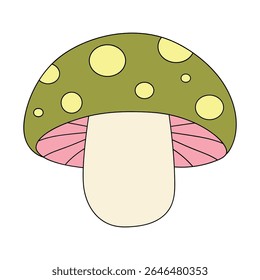 Mushroom coloring pages for kids. Trace and color mushroom. Coloring page outline of mushroom. Fun activity coloring mushroom vegetable for Kindergarten and preschool.