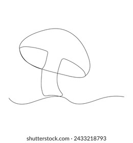 
Mushroom    continuous one line drawing of outline vector illustration
