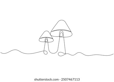 Mushroom continuous one line drawing of isolated outline vector icon