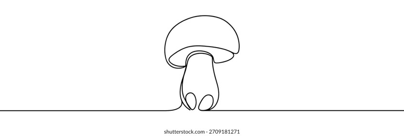 Cogumelo contínuo um desenho de linha. Cogumelo desenhado à mão.