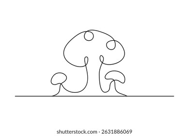 Mushroom continuous one single line art of Nature mushroom vector art illustration
