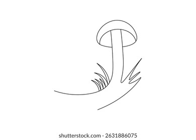 Mushroom continuous one single line art of Nature mushroom vector art illustration
