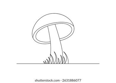 Mushroom continuous one single line art of Nature mushroom vector art illustration
