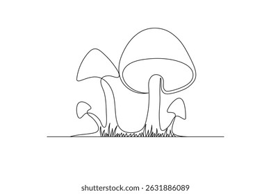 Mushroom continuous one single line art of Nature mushroom vector art illustration
