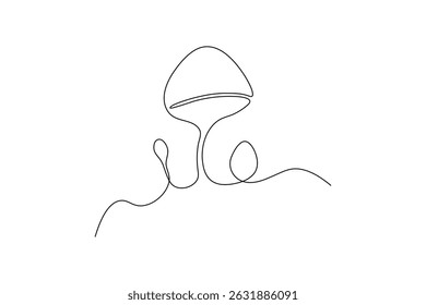 Hongo continuo de una sola línea arte de Naturaleza hongo Arte vectorial ilustración
