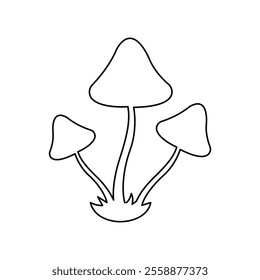 Mushroom continuous one-line art drawing of isolated outline vector design