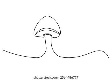 Mushroom continuous single line art and isolated outline vector illustration