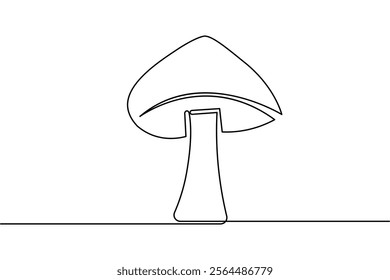 Mushroom continuous single line art and isolated outline vector illustration