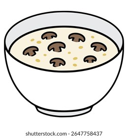 mushroom cream soup food meal healthy flat color vector illustration template design