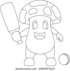 Ilustración del arte gráfico del vector del murciélago de cricket de hongos