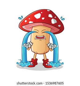 mushroom cry cartoon vector mascot illustration