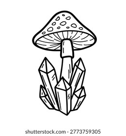 Mushroom and crystals 
