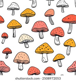 Mushroom cute natural earthy seamless pattern 