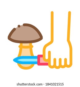 mushroom cutting icon vector. mushroom cutting sign. color symbol illustration