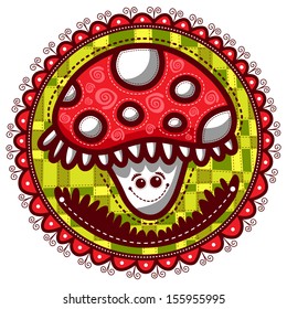 Mushroom decoratively painted on beer mats