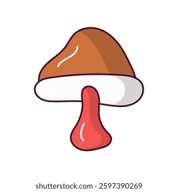 Mushroom doodle color line icon with white background vector stock illustration