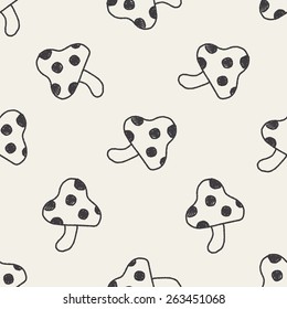 mushroom doodle drawing seamless pattern background