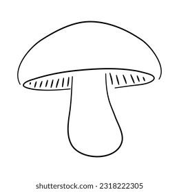 Mushroom doodle icon. Hand drawn black sketch. Vector Illustration.