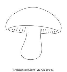 Mushroom doodle icon. Hand drawn black sketch. Vector editable stroke.