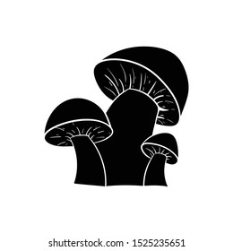 mushroom doodle icon vector hand drawing flat black